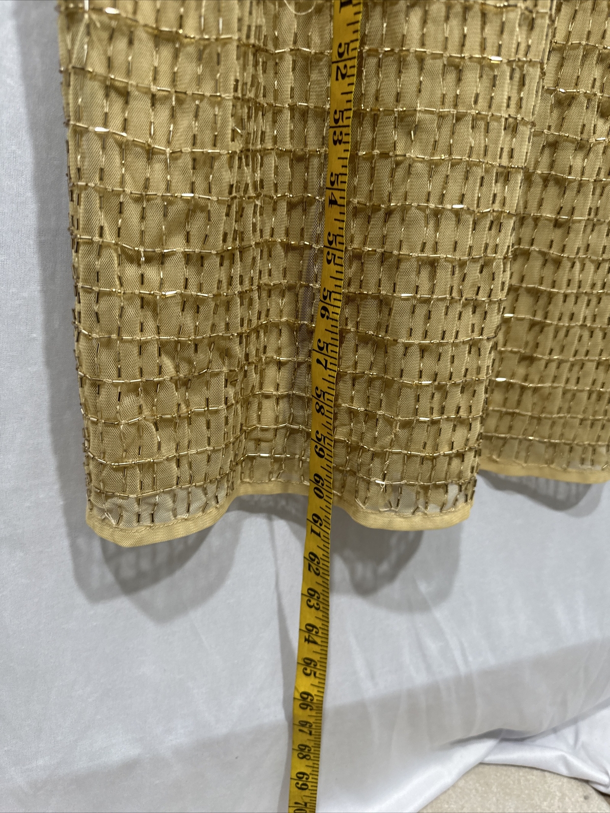 NWT $598 Mac Duggal [ 8 ] 5625 Beaded Cap Sleeve V Neck Column Gown Gold #G1605