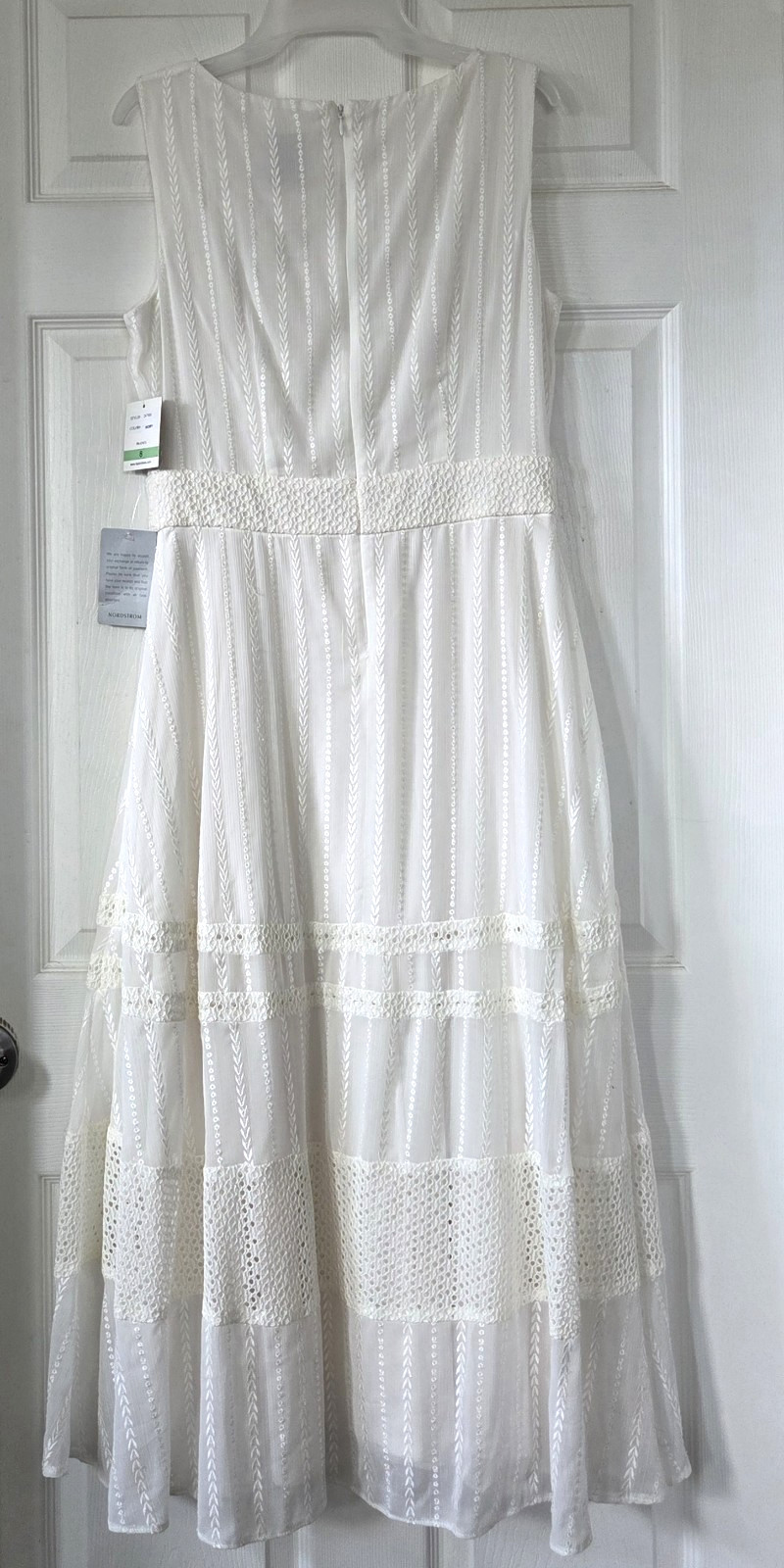 TAYLOR Ivory Embroidered Eyelet Maxi Dress Tiered Sleeveless Romantic Size 8 NWT