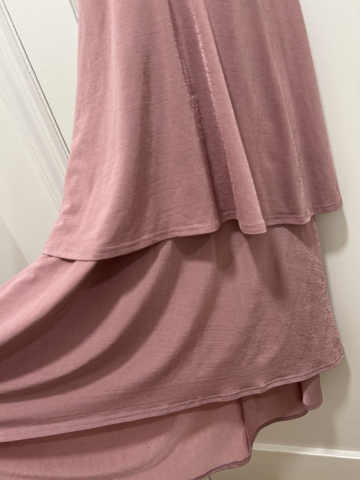Womens Size 2 Pink Solid Fit & Flare Hi-Low Dress V-Neck Sleeveless Straps