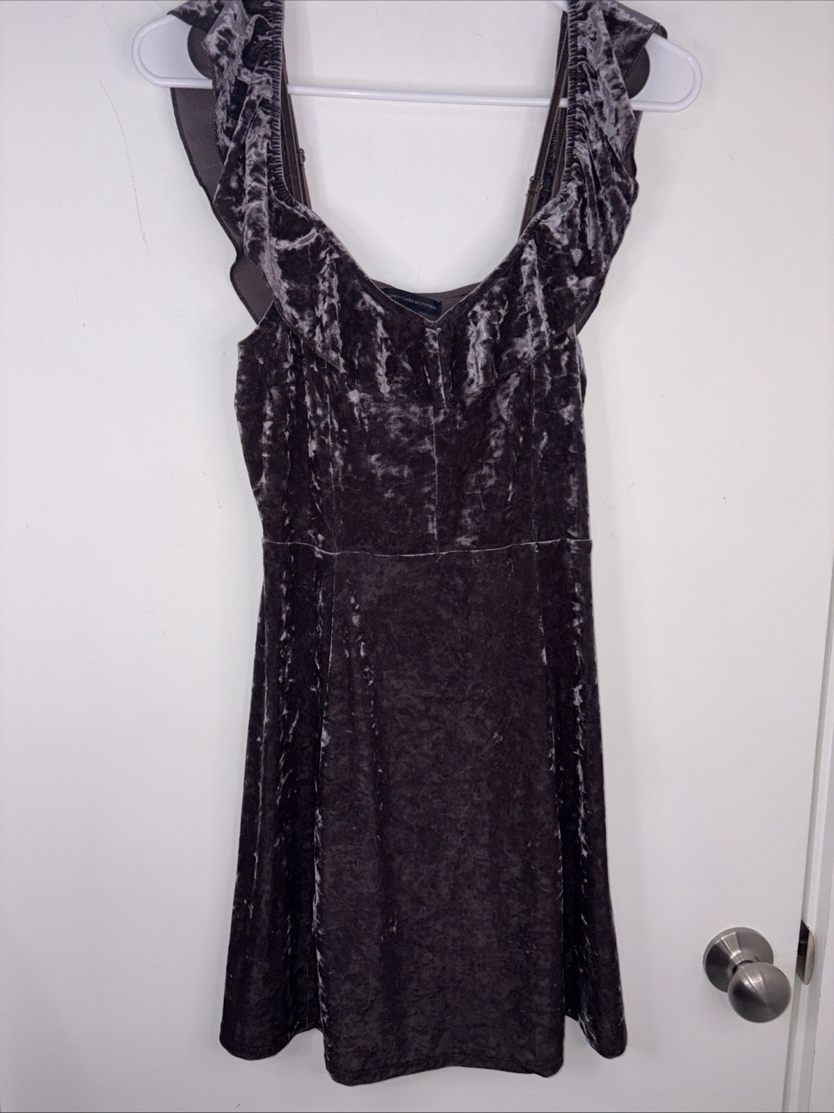 American Eagle Outfitters Med Strappy Dress Plum Velvet Off Shoulder Coquette