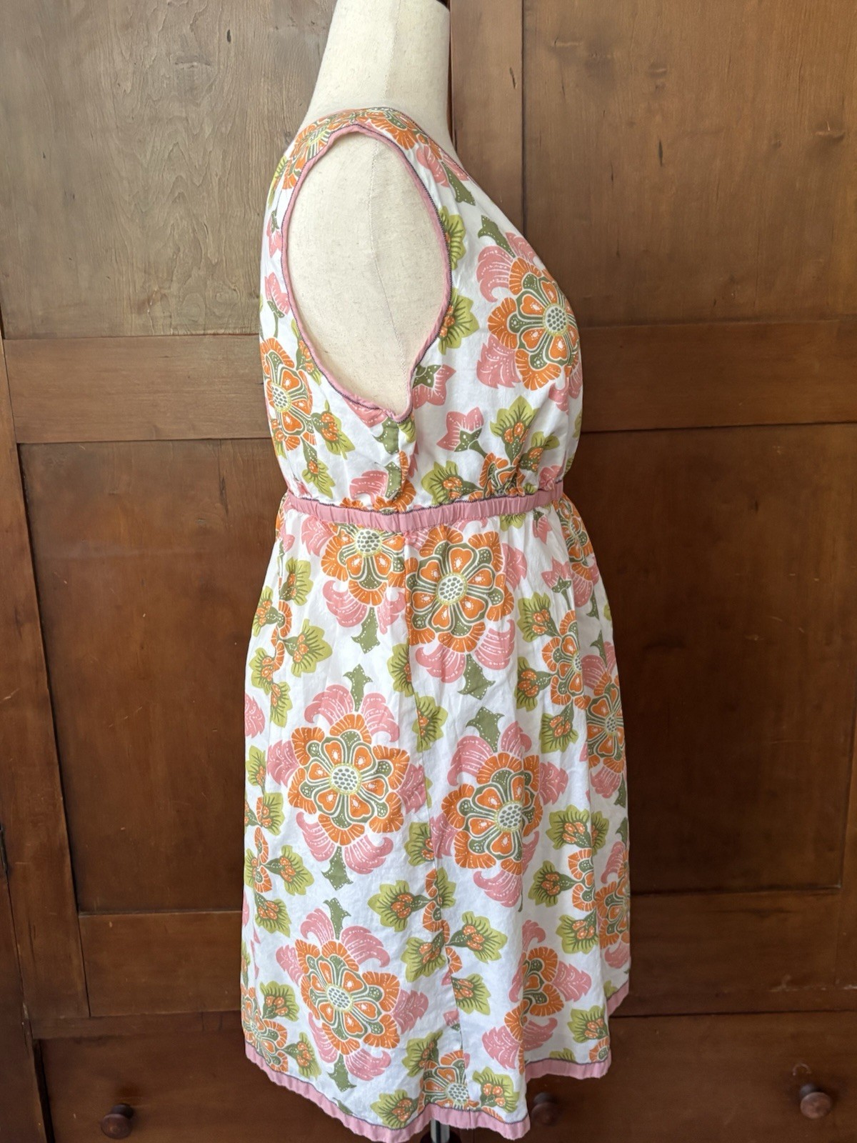 Boden Sleeveless Sundress Pink/Orange Floral Empire Waist Lined UK18 / US14