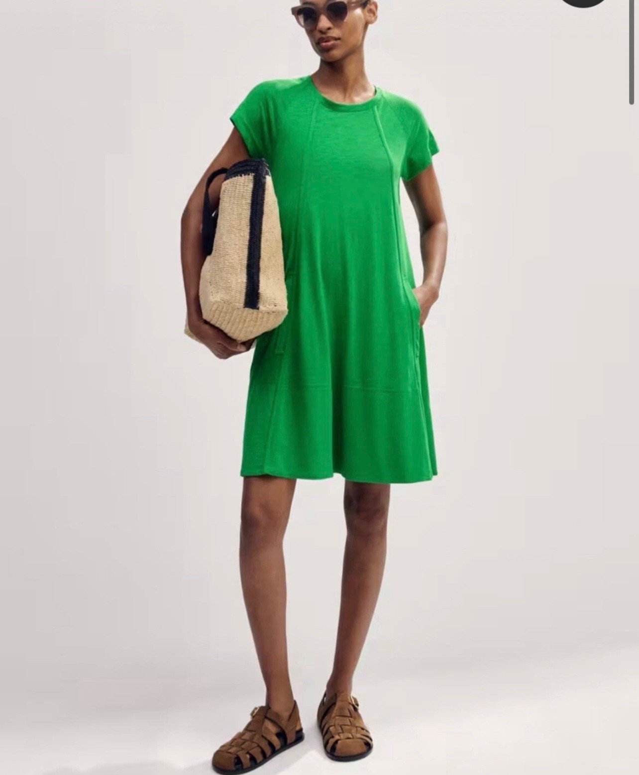 ME+EM Slub Jersey Raglan Seam Short Swing Dress, size 12