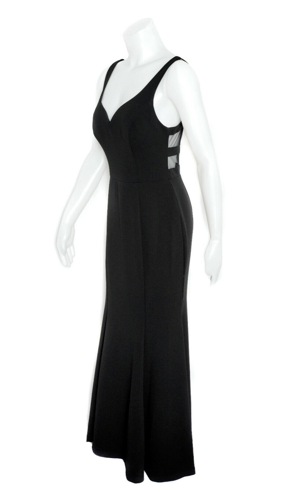 Black Bodycon Long Gown Dress with Mesh Cutouts Special Occasion 9/10