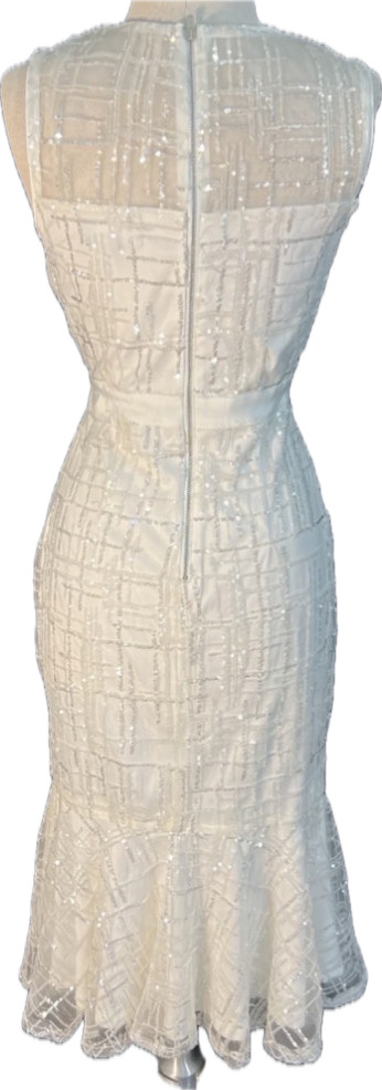 NWT LULUS Jeanette Sequin Midi Sheath Dress Formal Cocktail White Women’s Sz M