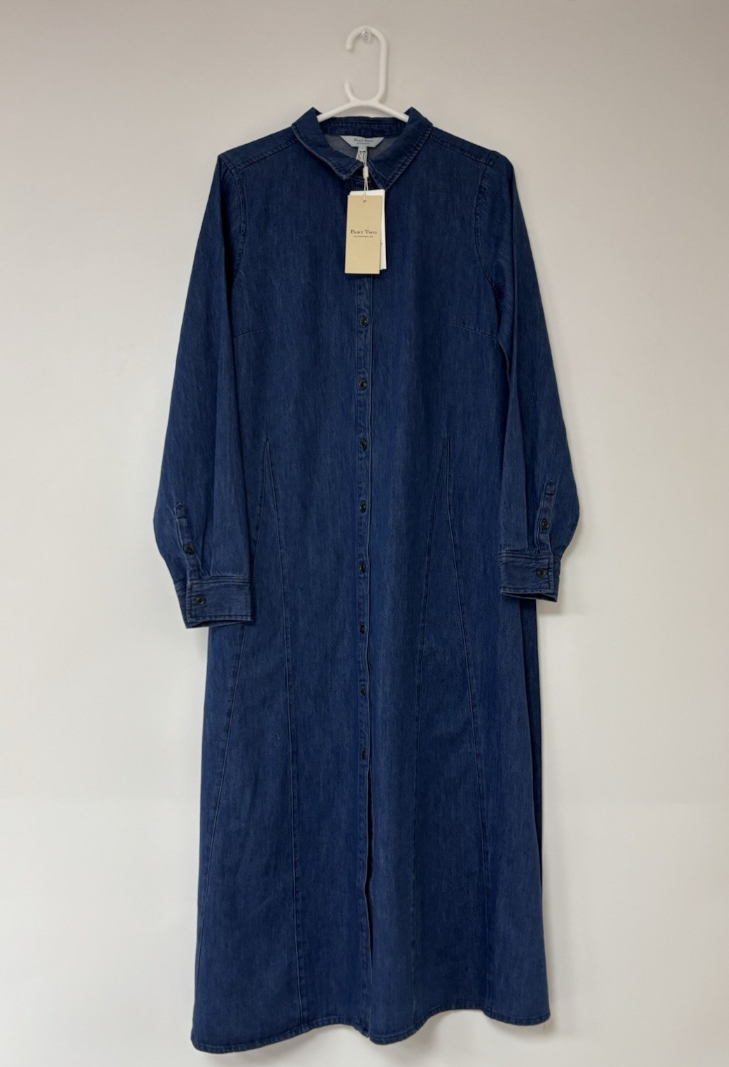 Women’s Part Two Esilyas Long Dress Belt Long Sleeve Medium Dark Blue Denim 38