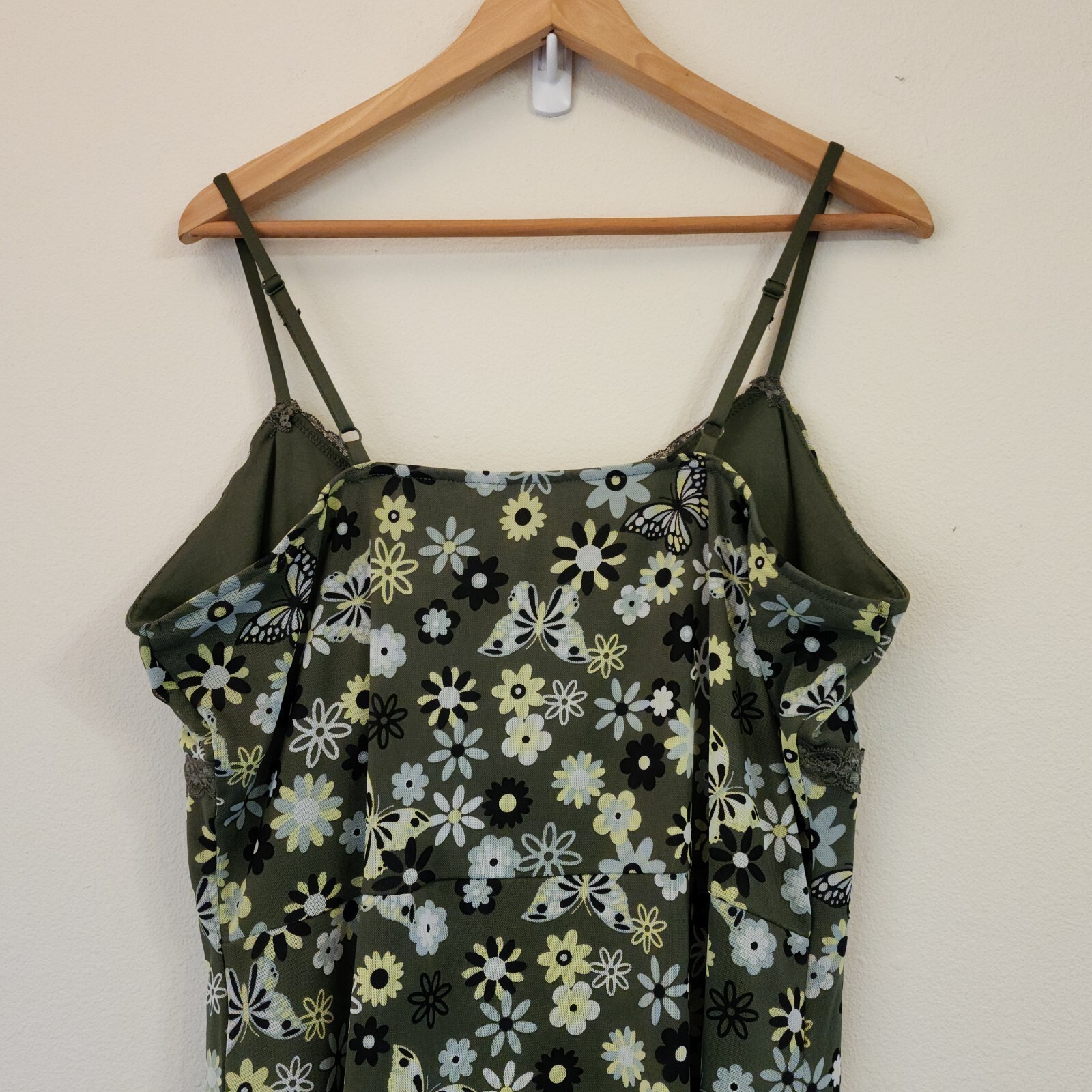 No Bounderies Y2K Babydoll Mini Mesh dress Lace Line Green Floral 3XL/21 Retro