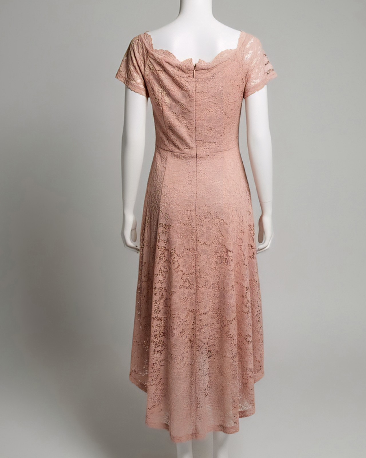 Design Blush Pink Lace High Low Dress