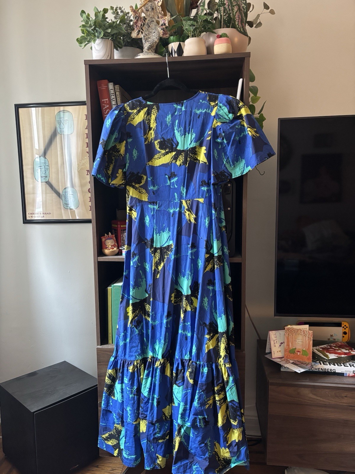 Christopher John Rogers for Target Blue V-Neck Flutter Sleeve Maxi Dress 10