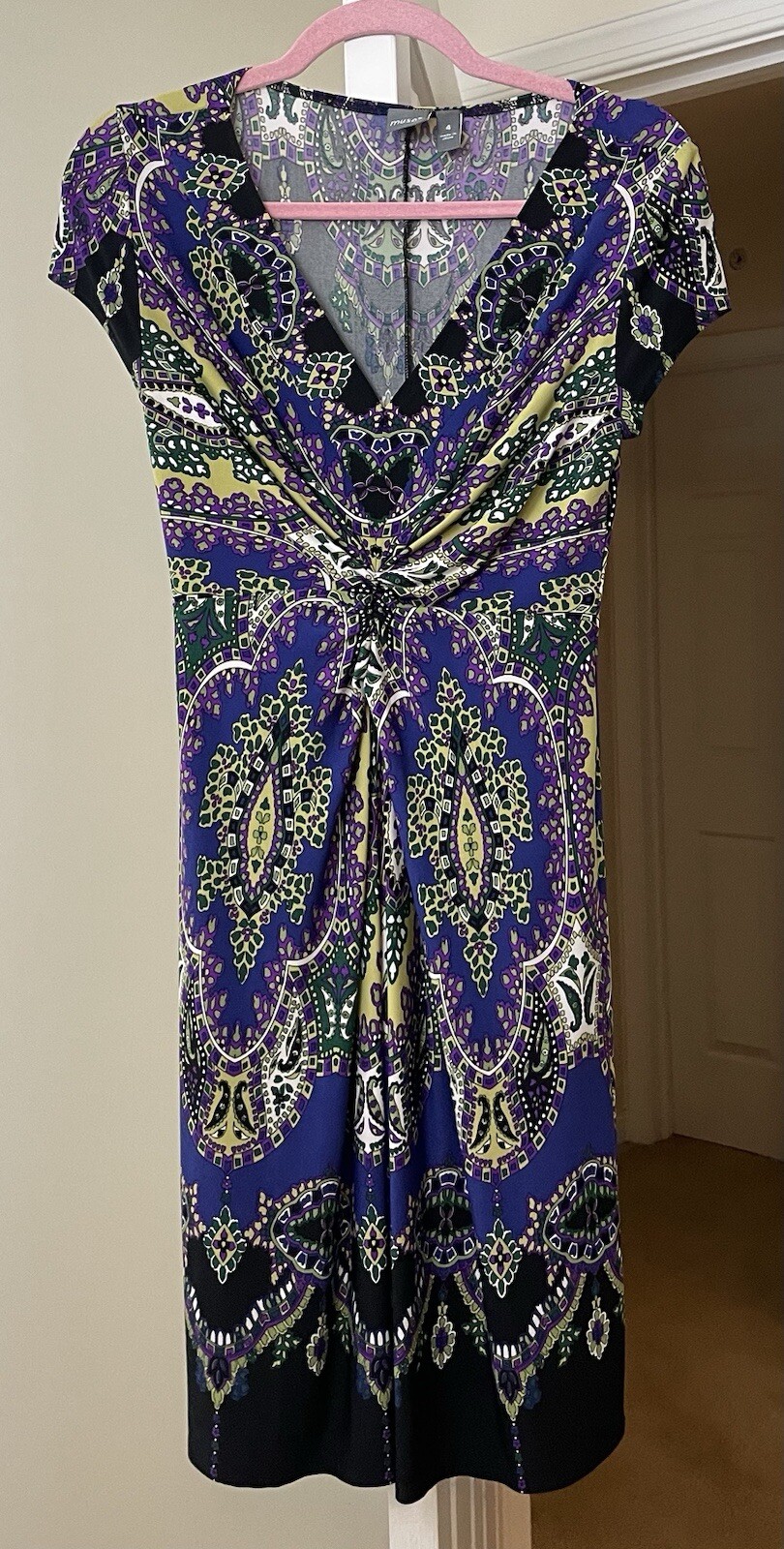 Muse Dress Artsy Purple Paisley Floral Shift Wiggle Sundress Women’s 4 Small
