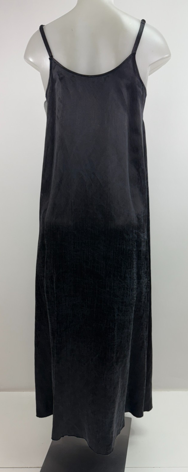 Yang Li Italy Black Silk Cotton Raw Edge Maxi Slip Dress Gown Sz M