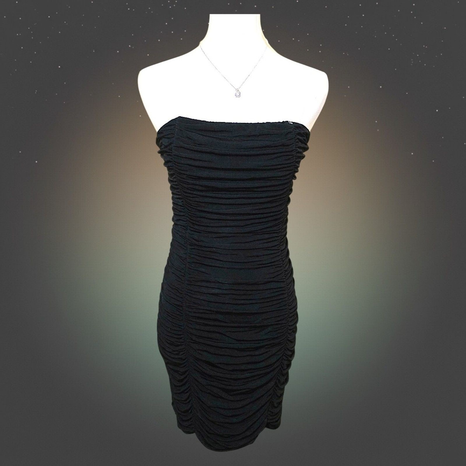 Guess Black Strapless Ruched Bodycon Mini Dress Womens Size M