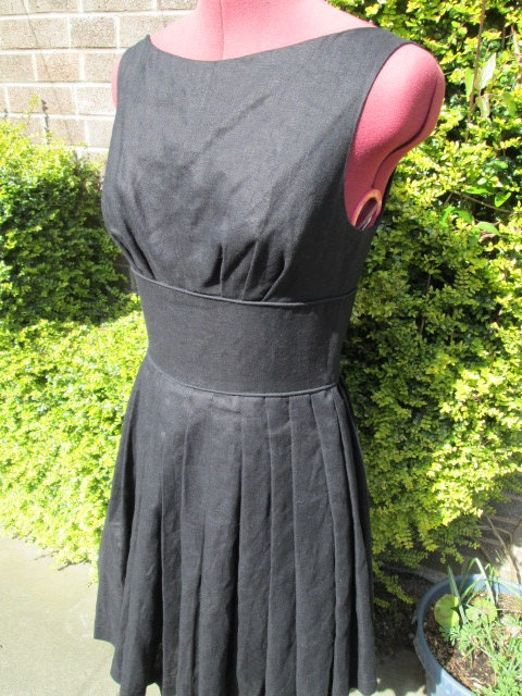 NEW-DIG FOR VICTORY-CUSTOM MADE BLACK LINEN PROM / SPL OCCASION DRESS-8 -£120.