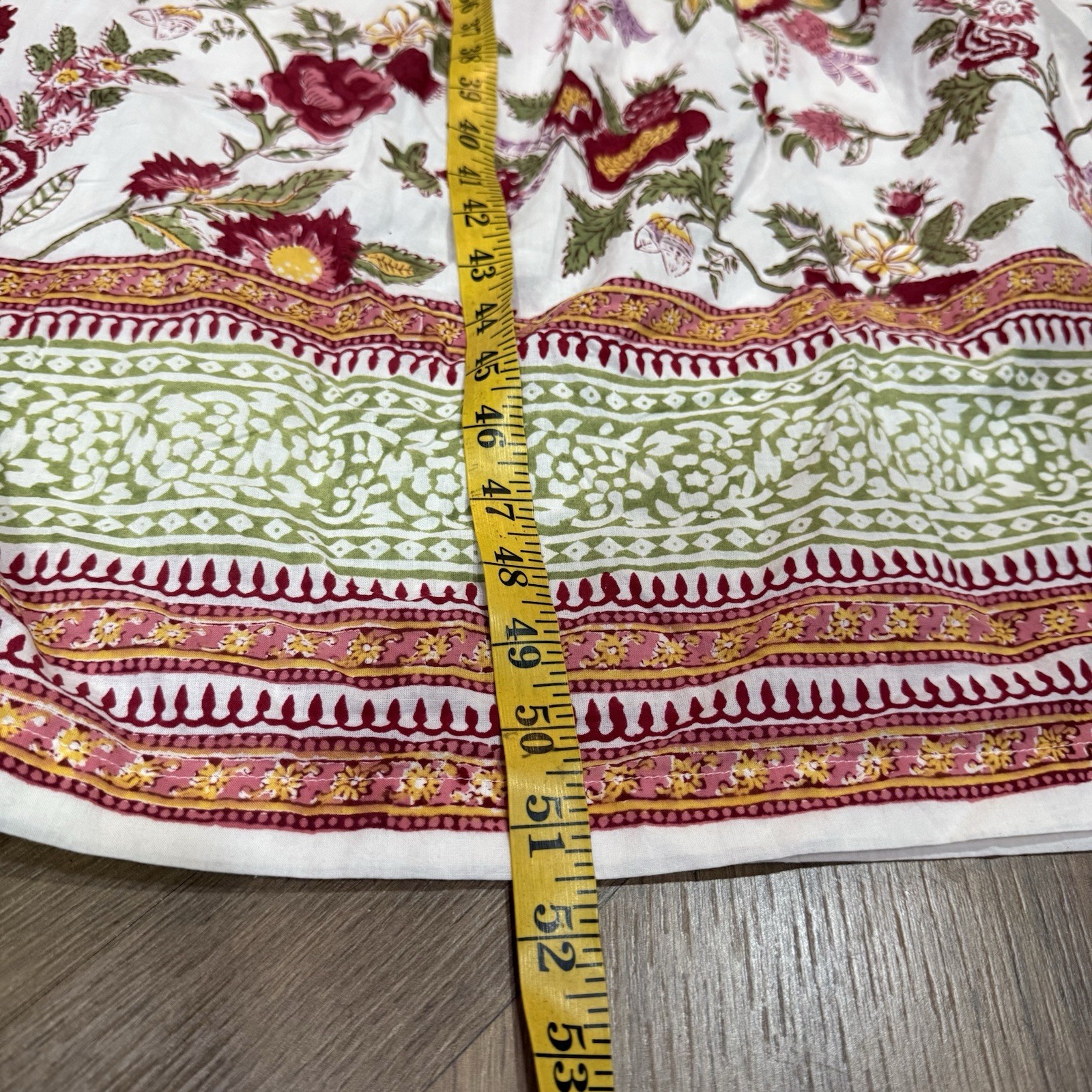 ANOKHI Floral Hand Block Print Indian Cotton Maxi Dress Boho A-line Sz M Cottage