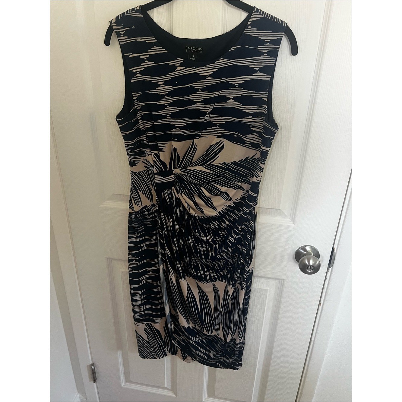Enfocus Studio Black & Beige Abstract Midi Dress