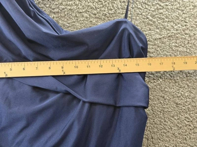 B. Darlin Plus Size Ruched One-Shoulder Dress 18W Navy Solid Back Ziper $79 MSRP