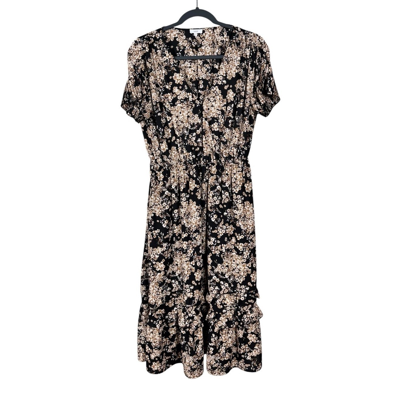 Floral Tiered Maxi Dress Size Small Cottage Prairie Peasant Bohemian Country