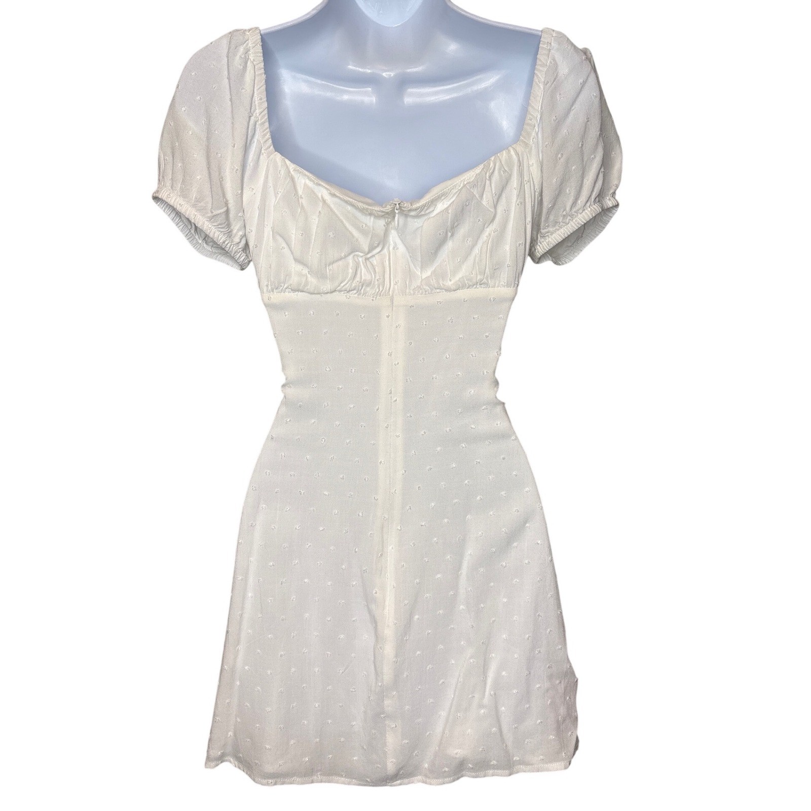 Princess Polly White Swiss Dot Puff Sleeve Corset Dress Size 4 Fairy Coquette