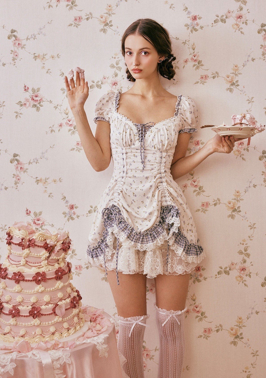 Lacemade babydoll dress fairycore cottage kawaii fairy floral Lolita