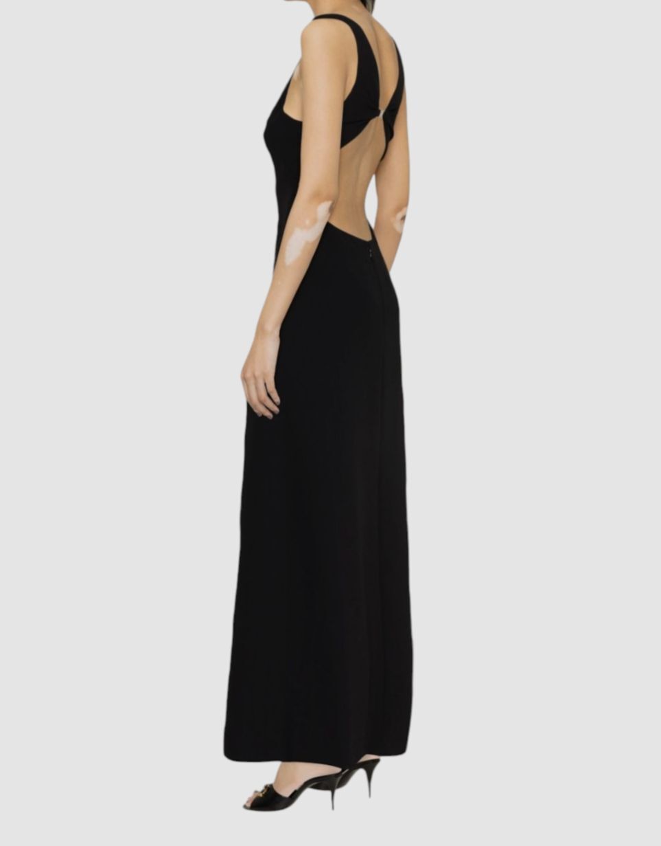 Celine Women’s Black Triomphe Sleeveless Open Back Maxi Dress Size 36