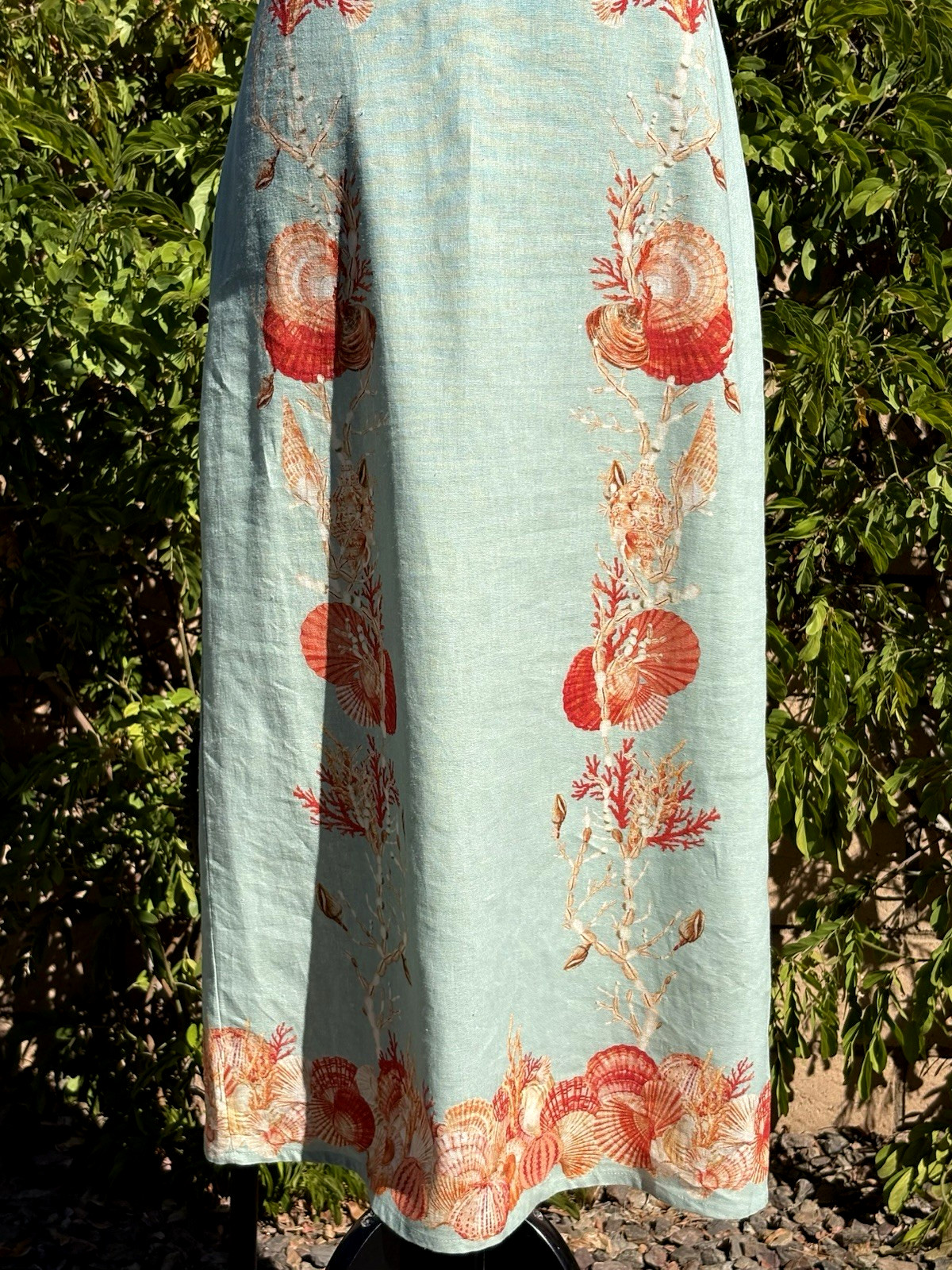 Caroline Constas SZ S Mint green/Multi shells print Squared neck Midi Dress-NWT
