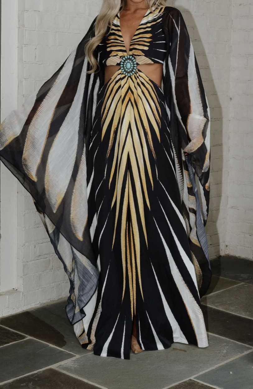 GORGEOUS These Three Boutique Size L Rome Maxi Dress Butterfly Blithe NWT FLOWY!