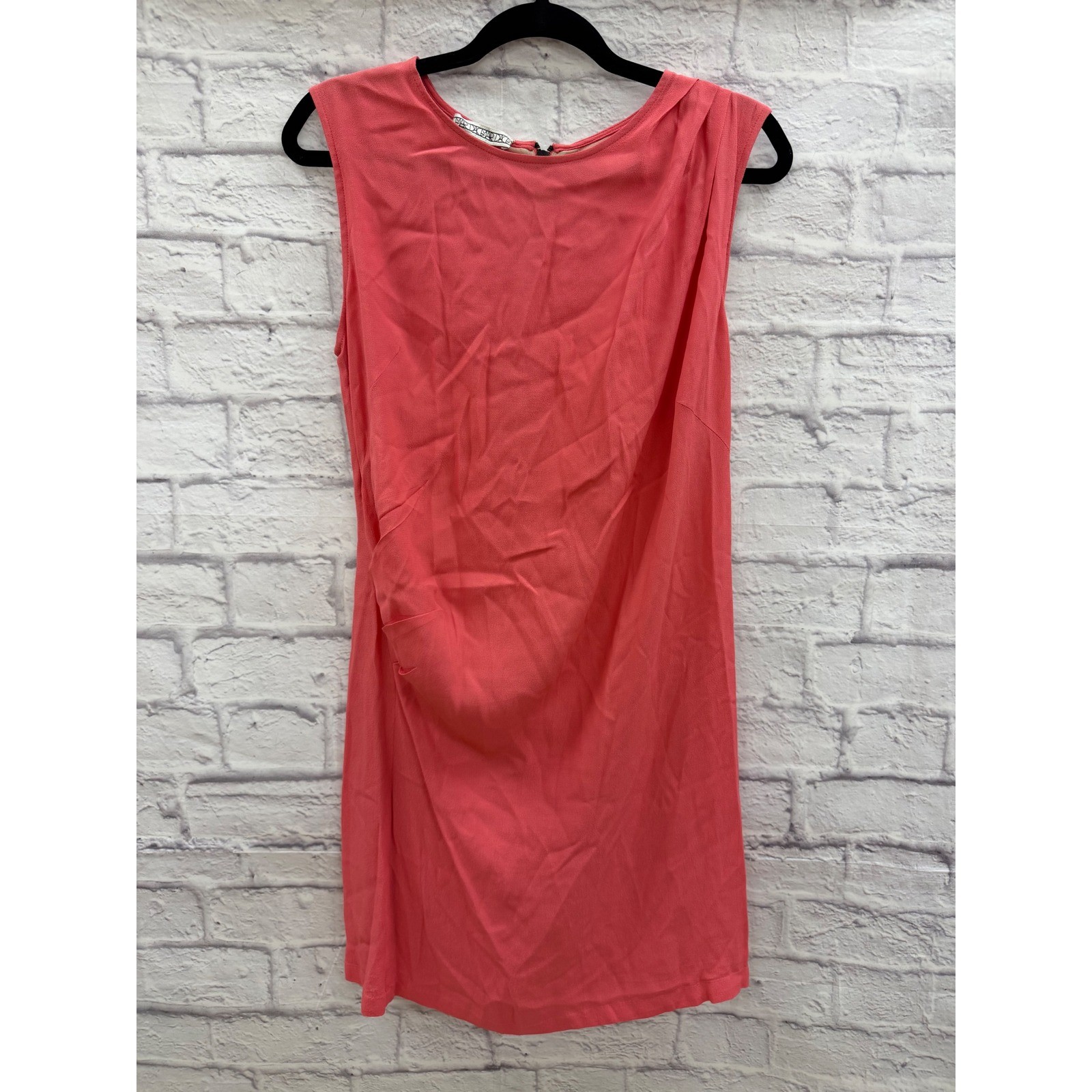 House of Dagmar Peachy Pink Side Ruched Sleeveless Sheath Dress Sz 36 US 4 S