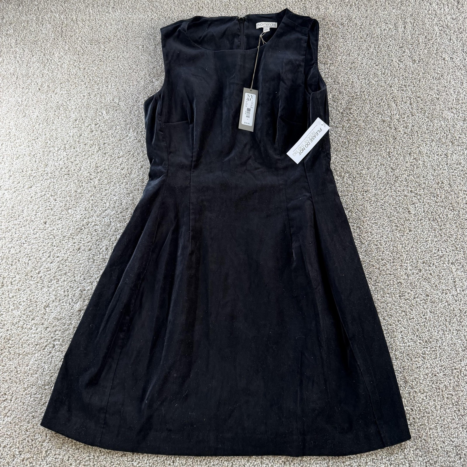 Eva Mendes New York & Company Dress Womens 12 Black Sleeveless Fit & Flare Knee