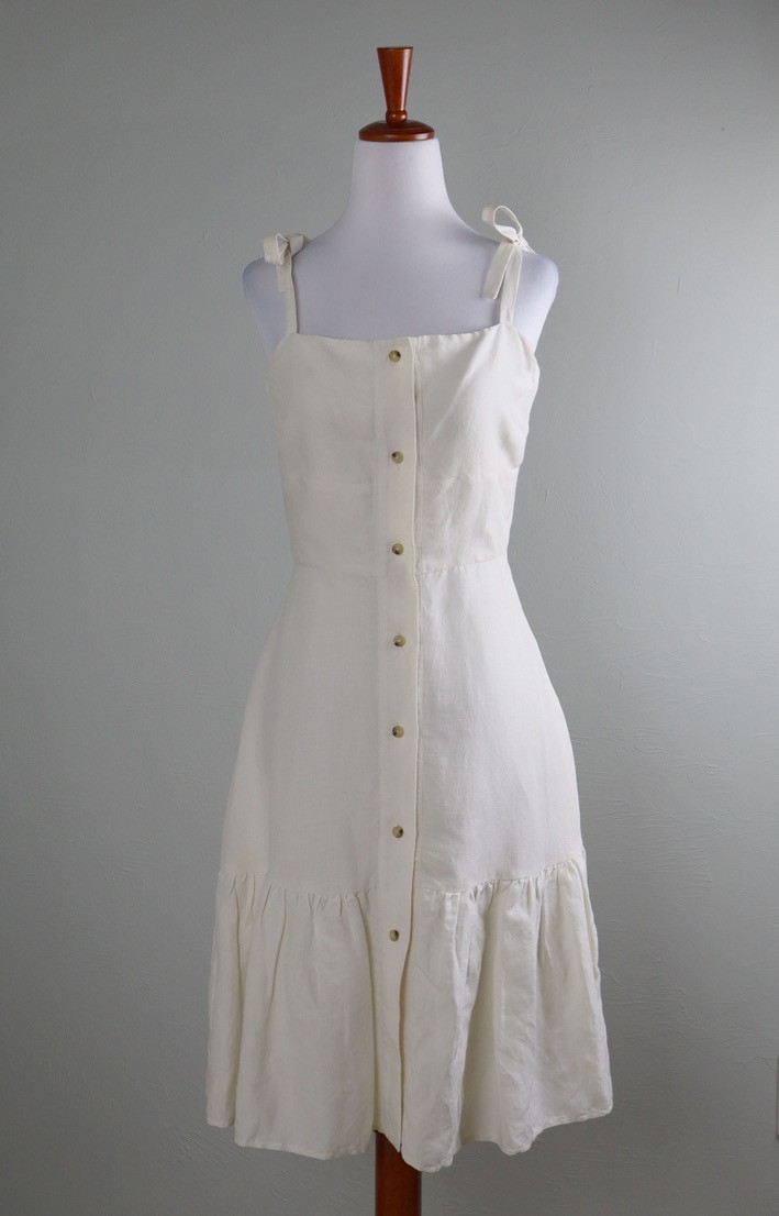 CREATURES OF COMFORT USA Made Silk Linen Blend Tie Strap Dress Size 8
