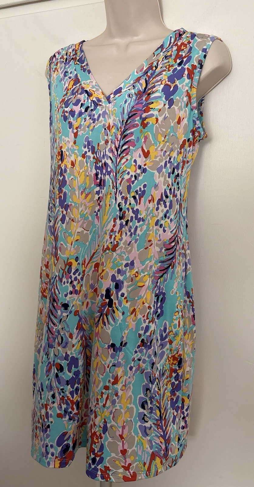 Flawless Women’s Stretchy Medium Colada Co. Spring Meadow Aqua Callie Dress II