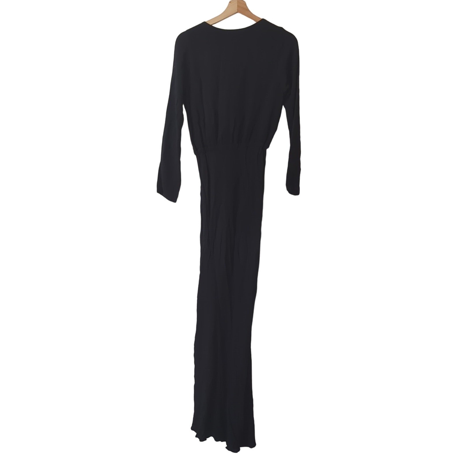 Stone Cold Fox Dress Womens 1 US 2/4 Black Maxi Long Sleeve V-Neck Slit $395