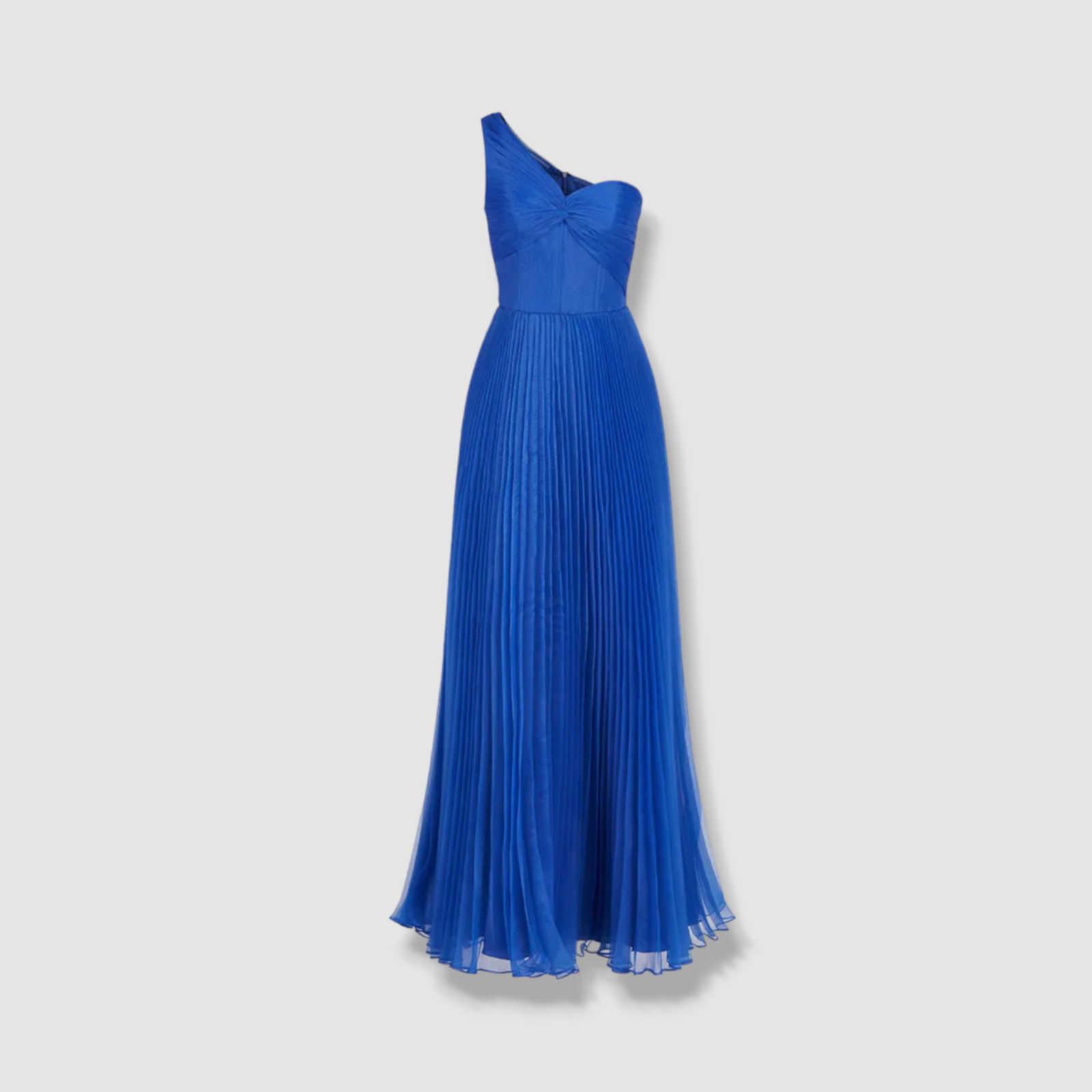 $795 Theia Women’s Blue Pleated Organza One-Shoulder Mahlia Gown Dress Size 16
