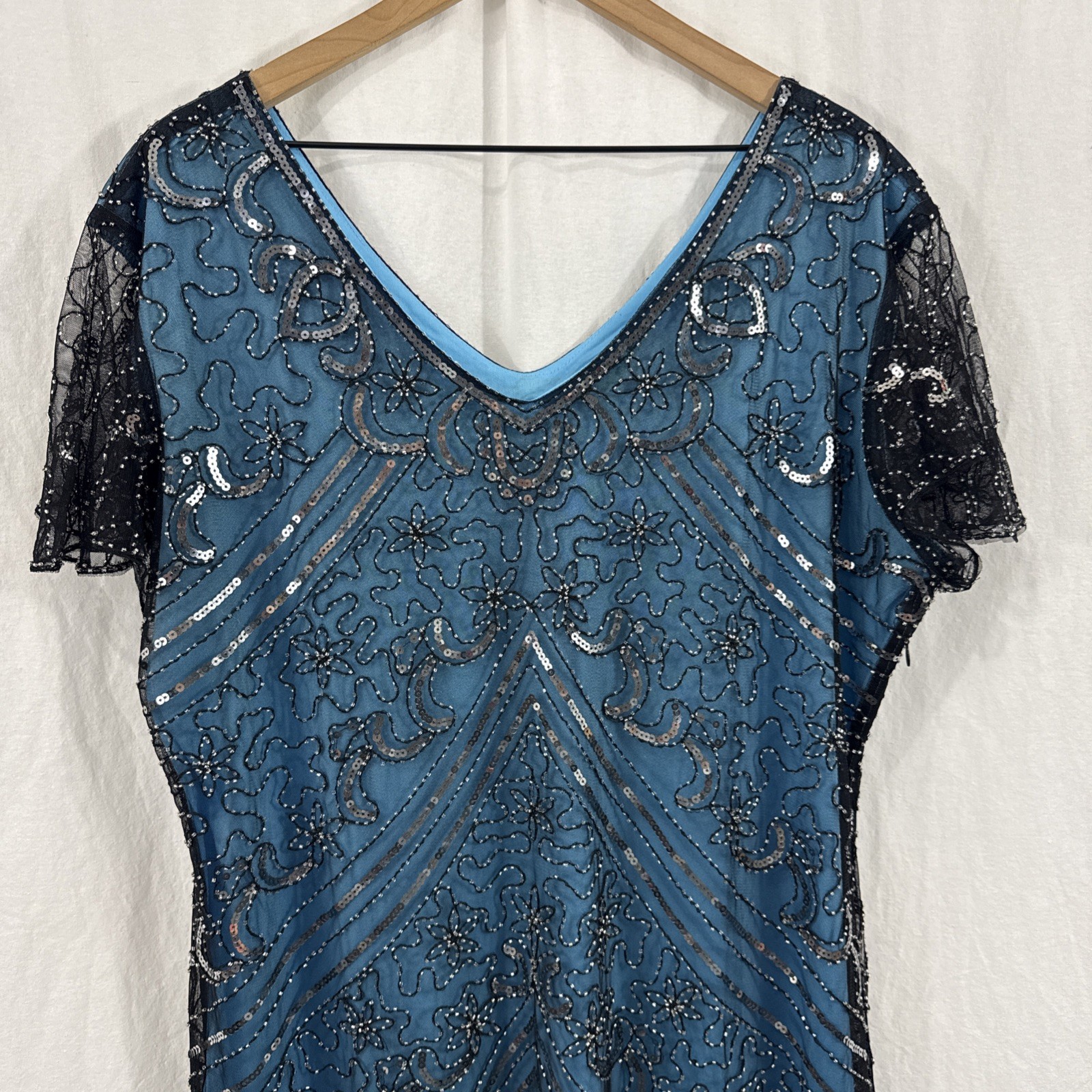 Fundaisy Beaded Sequin Fringe Flapper Great Gatsby Glam Retro Dress Womens 3XL