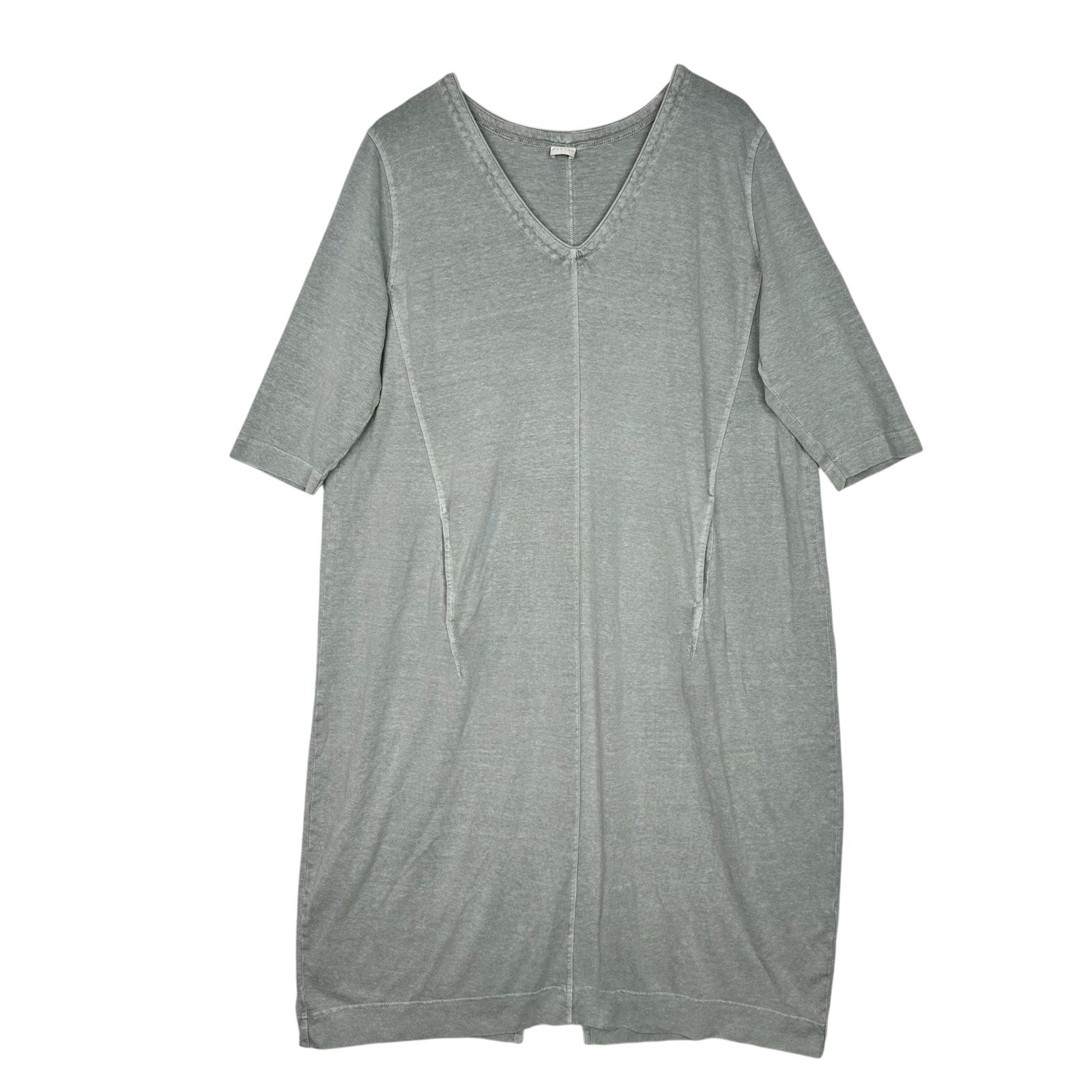 Poetry Hemp Organic Cotton Midi Dress Womens UK 20 US 16 Gray Pockets Lagenlook