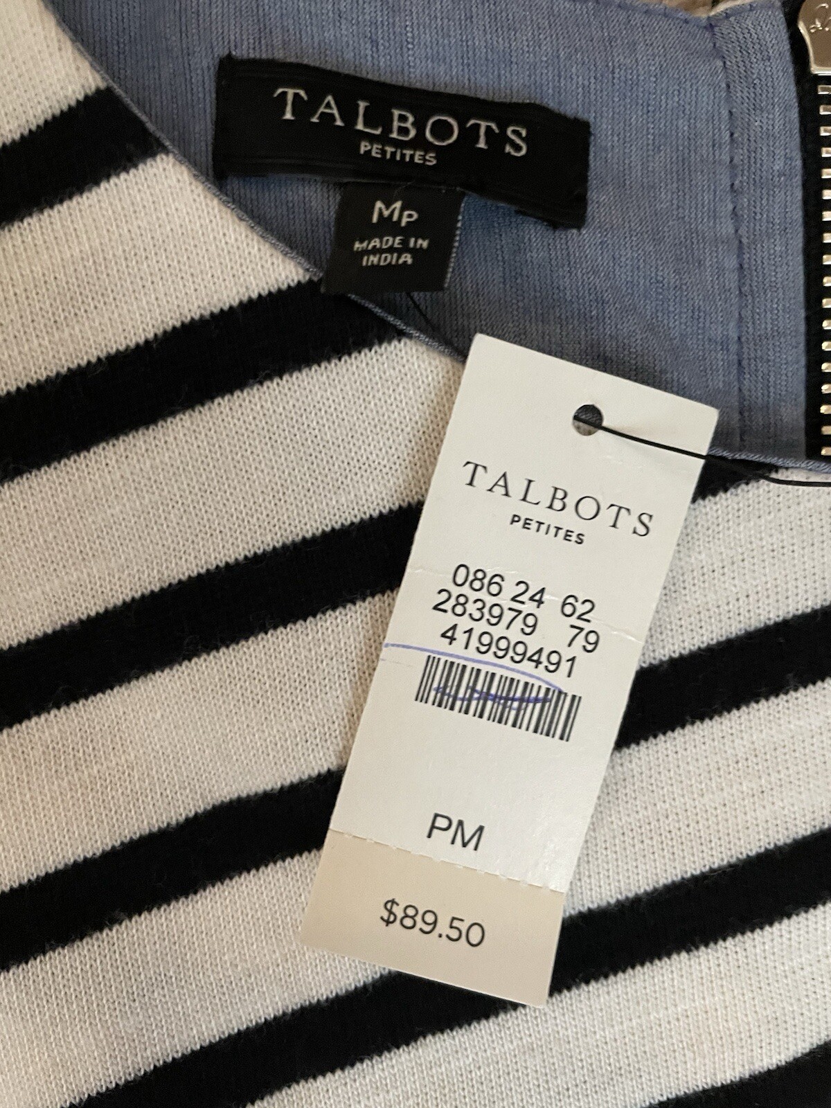 NWT! Talbots Petites Classic Striped Sleevless Sheath 100% Cotton Dress Size MP