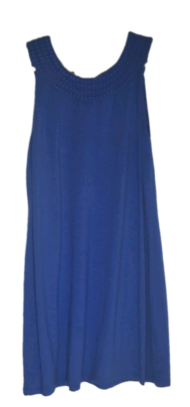 Tommy Bahama ☀️ size XL blue pearl embroidered shift dress cotton modal spandex