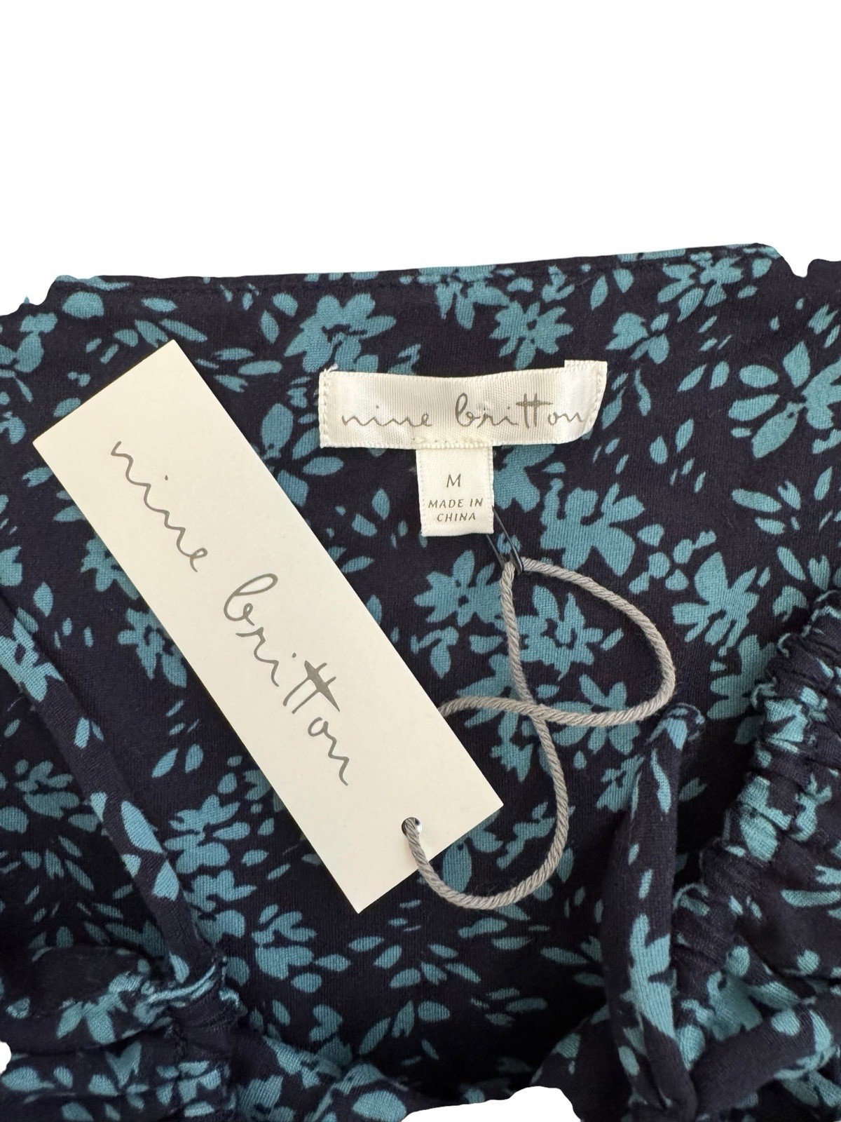 Nine Britton Women’s Floral Mini Dress Medium Adjustable Strap Tie Front Pockets