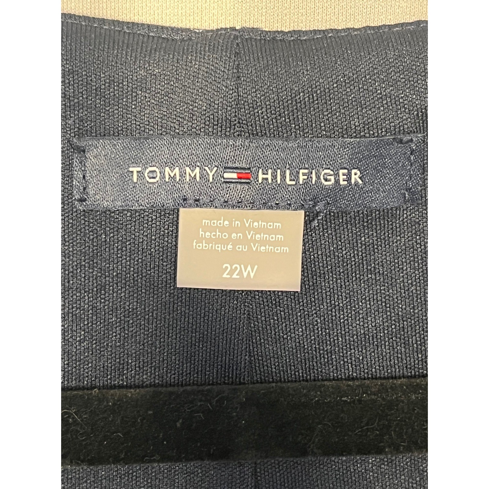 Tommy Hilfiger Womens 22W Navy Blue Medallion Print Faux Wrap A-Line Dress