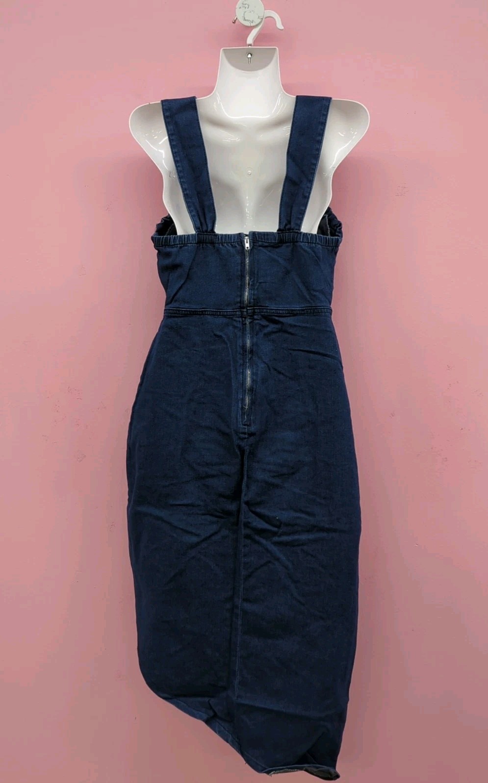 Shein Cinched Waist With Ruffled Edges Denim Women’s Dress Medium Dark Blue