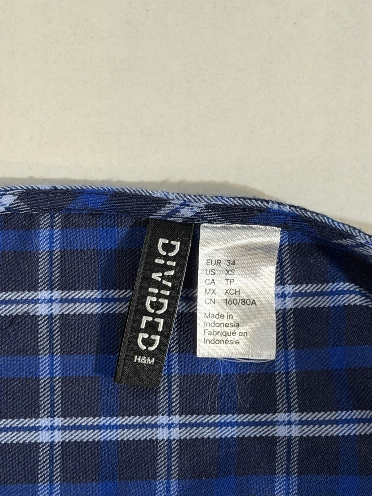 Divided by H&M Blue Plaid Pleated Dress in Size XS / EU Size 34