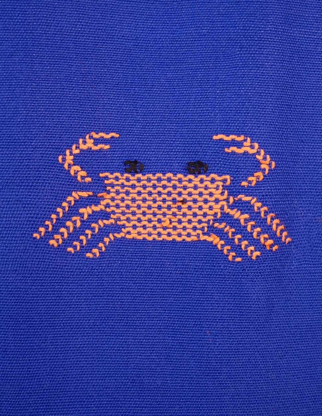 M/L Huipil Kaftan Handwoven Blue & Orange Crabs San Juan Colorado Oaxaca Mexico