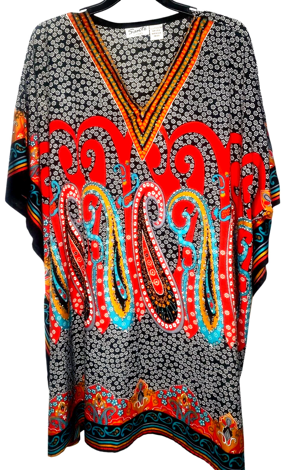 SANTE CLASSICS Kaftan Paisley Multicolor festival tribal vneck boxy One Size