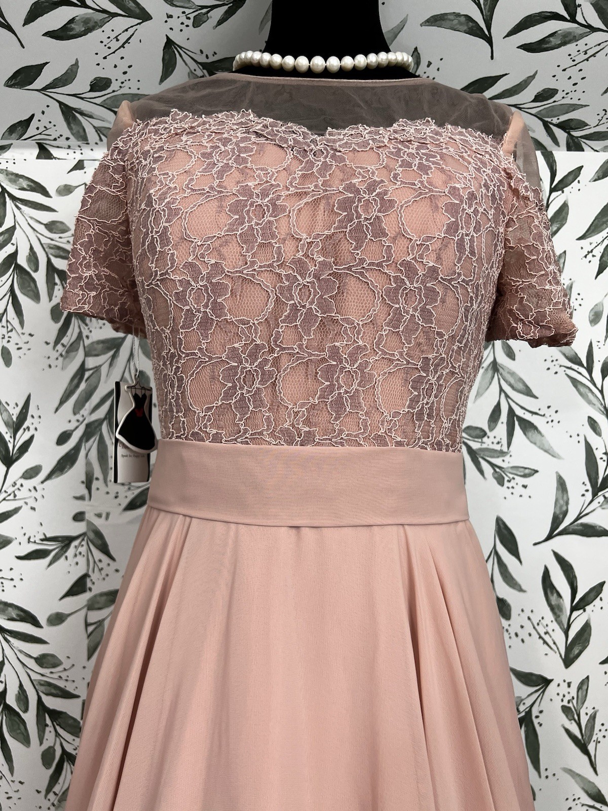 Elegant Blush Pink Lace Evening Gown Prom wedding Guest Sz S 6 NWT Bridesmaid #E