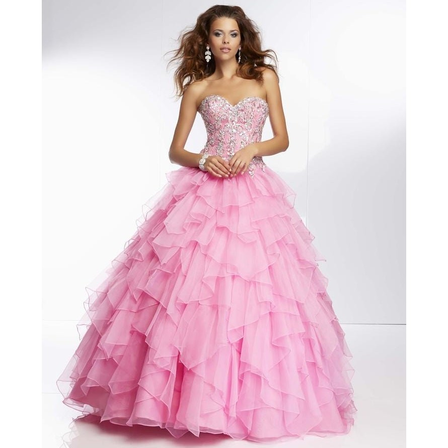Authentic MORILEE 10 95095 PINK RUFFLED PROM DRESS FORMAL PAGEANT GOWN BALLGOWN