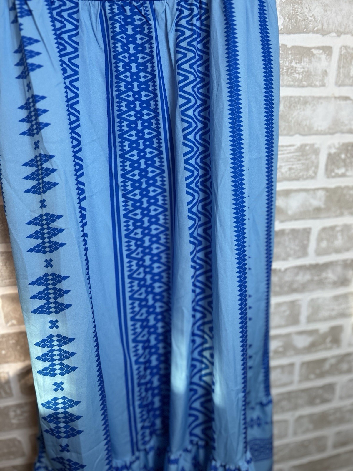 SheIn Blue Geometric Maxi Dress Sleeveless Strappy Straps Polyester Size L