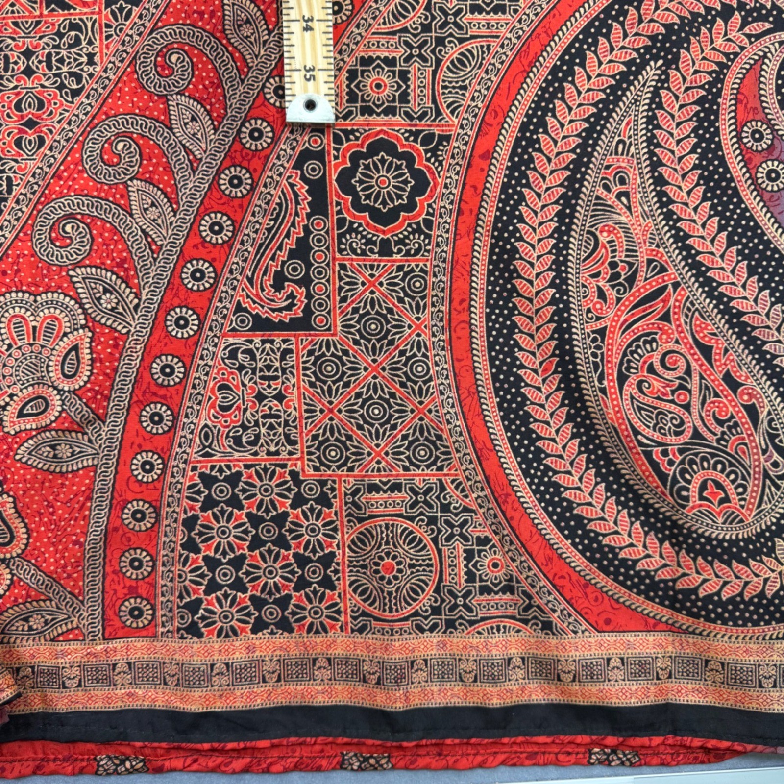 Sante Classics Red Paisley Kaftan Maxi Dress One Size Boho Resortwear India