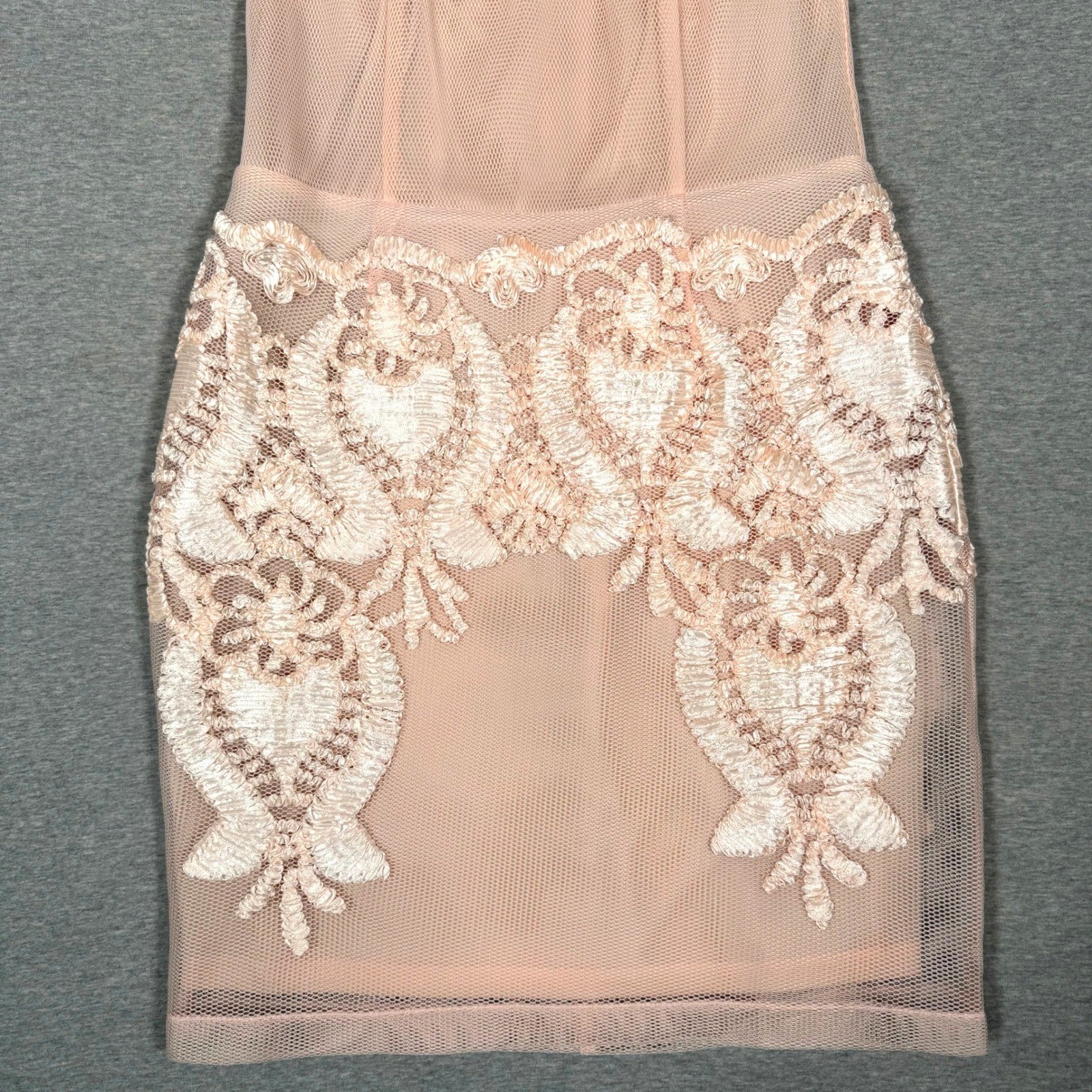 Soieblu Peach Pink Mesh Lace Off The Shoulder Mini Dress Womens Large Cocktail