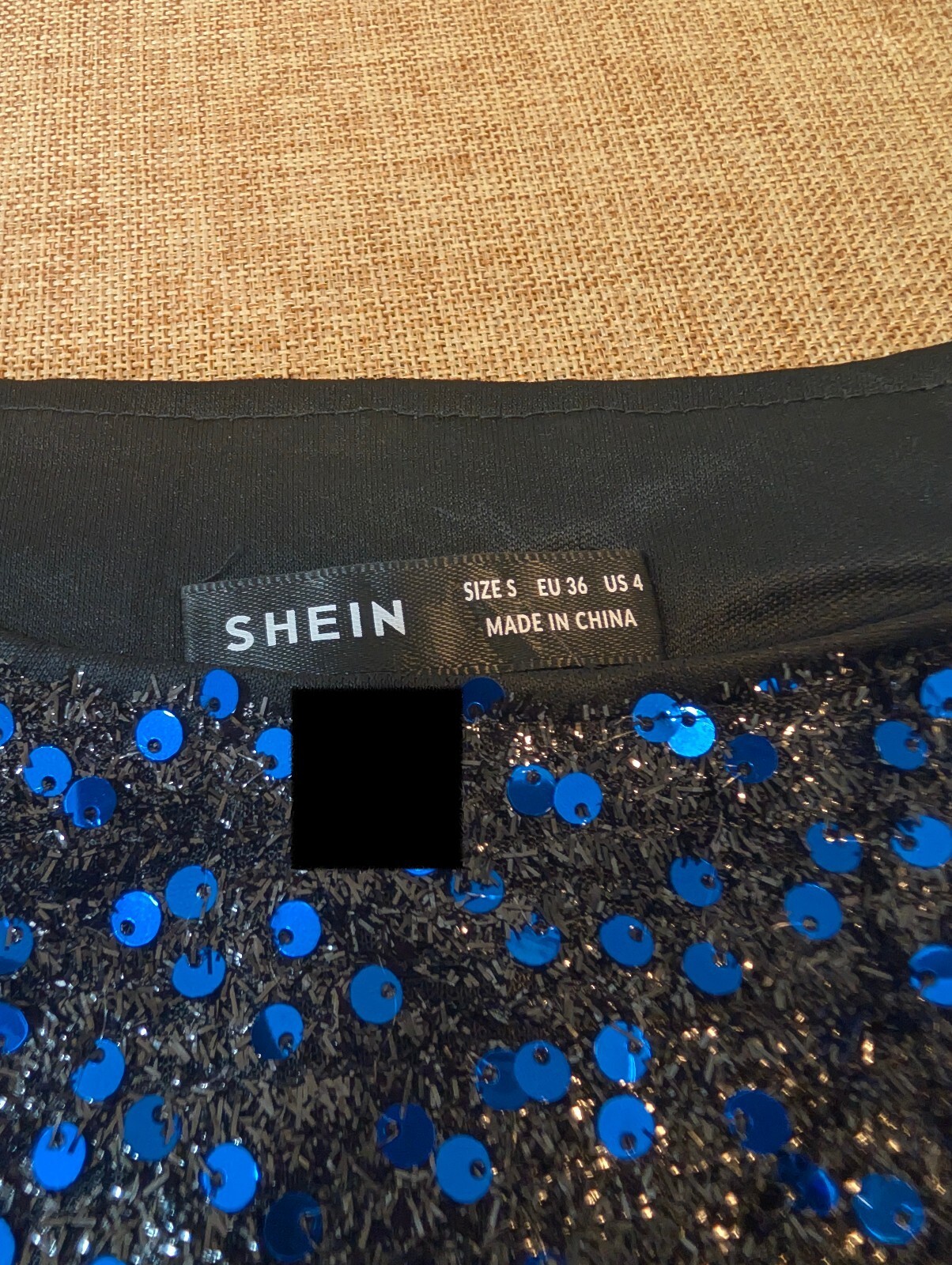 SHEIN Blue Black Sequin Glitter Mini Dress Size S Party Evening