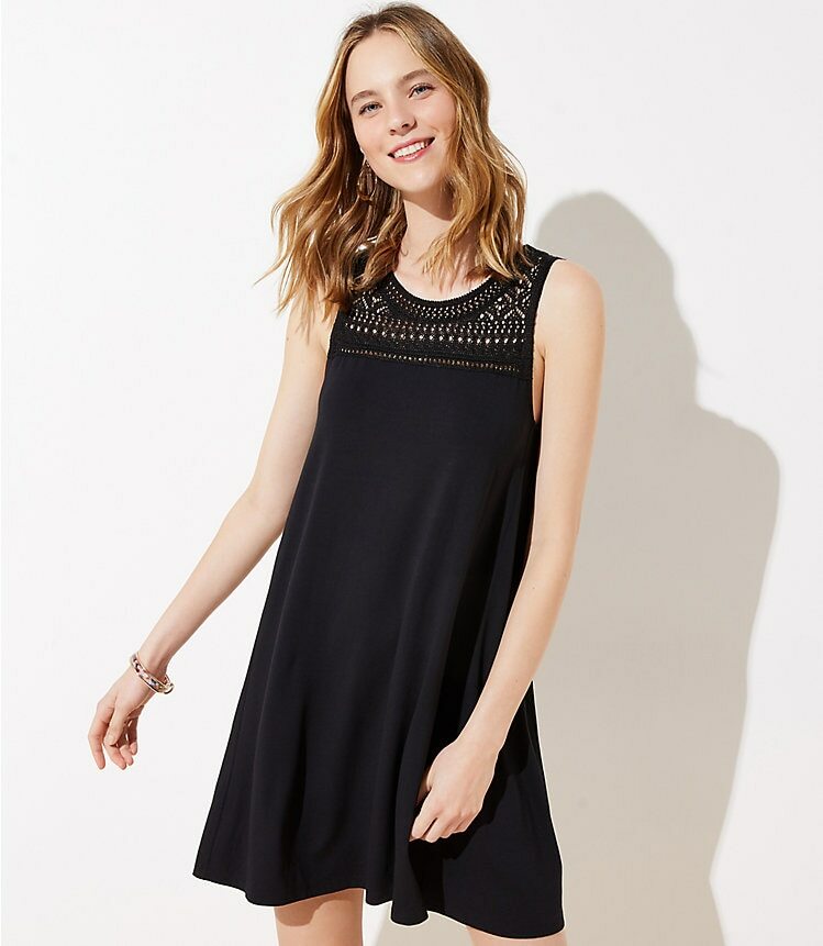 Loft Casual Swing Dress Black All Occasion & Seasons NEW MSRP $80 S-L