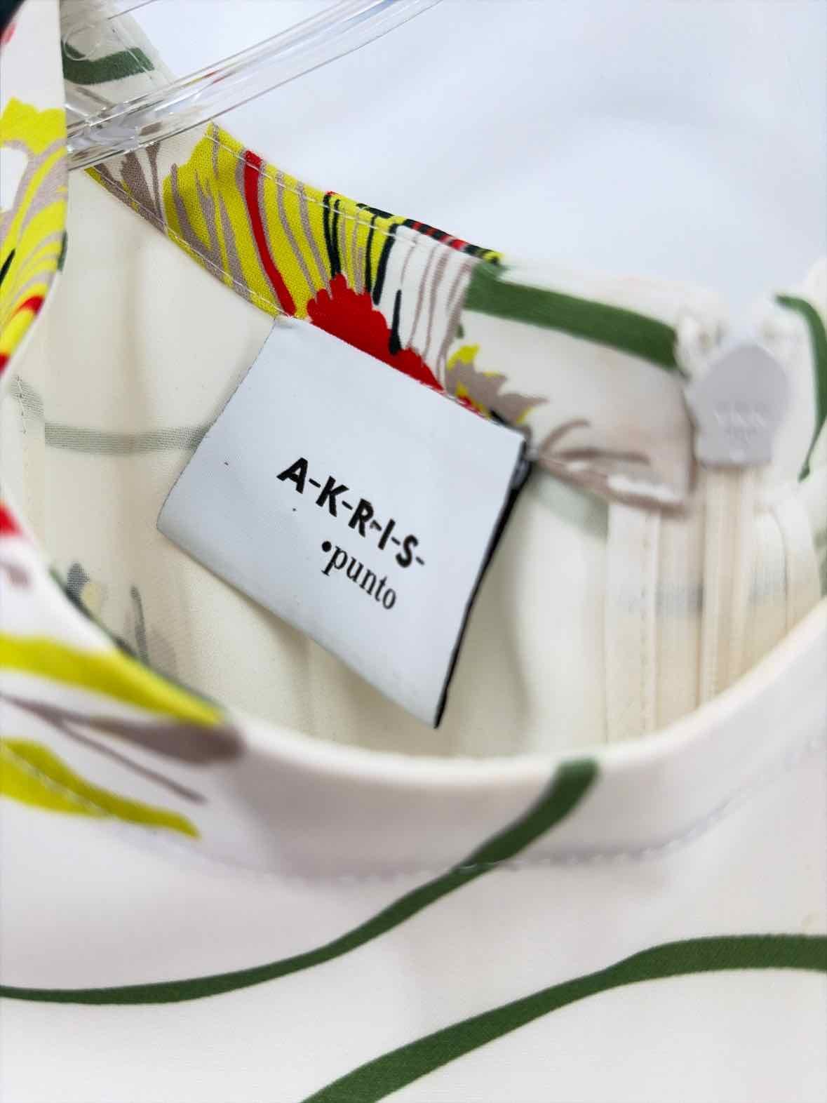 Pre-Owned Akris Punto White Size 6 Floral Knee Length Sleeveless Dress