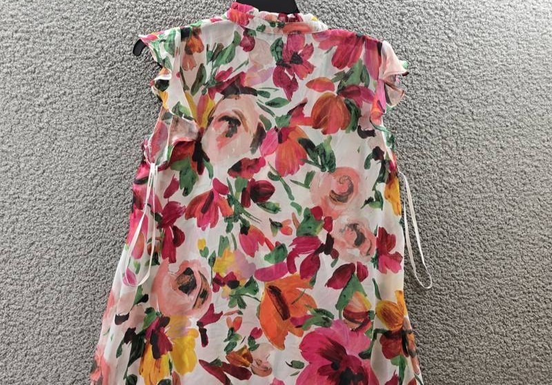 Julia Jordan Floral Flutter Sleeve Dress Women’s Large Ivory Multicolor